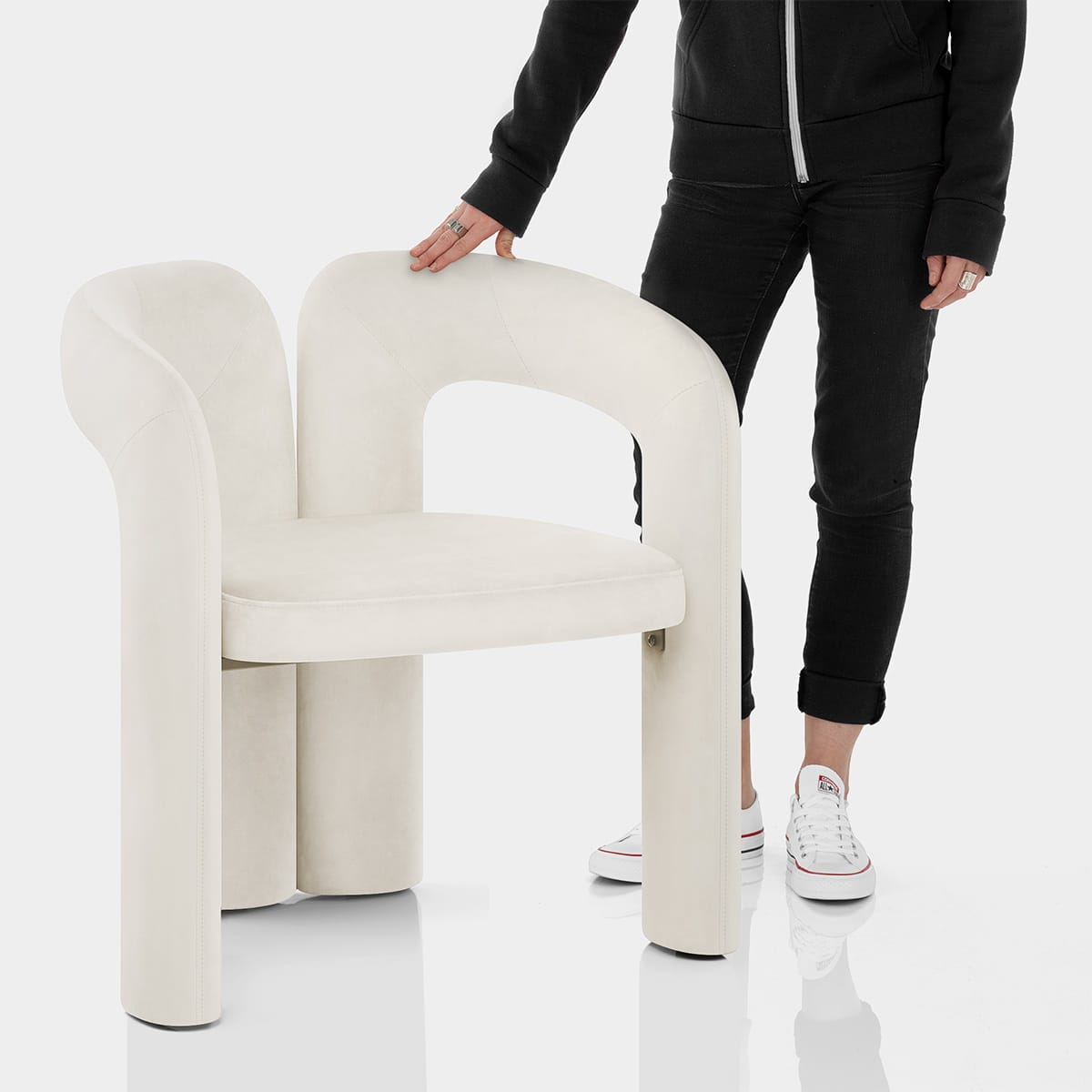 Bubble Chair Ivory Velvet Features Image