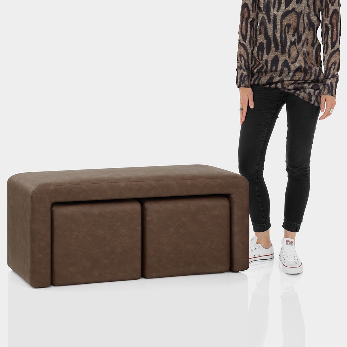 Buddy Ottoman Bench Set Brown Features Image