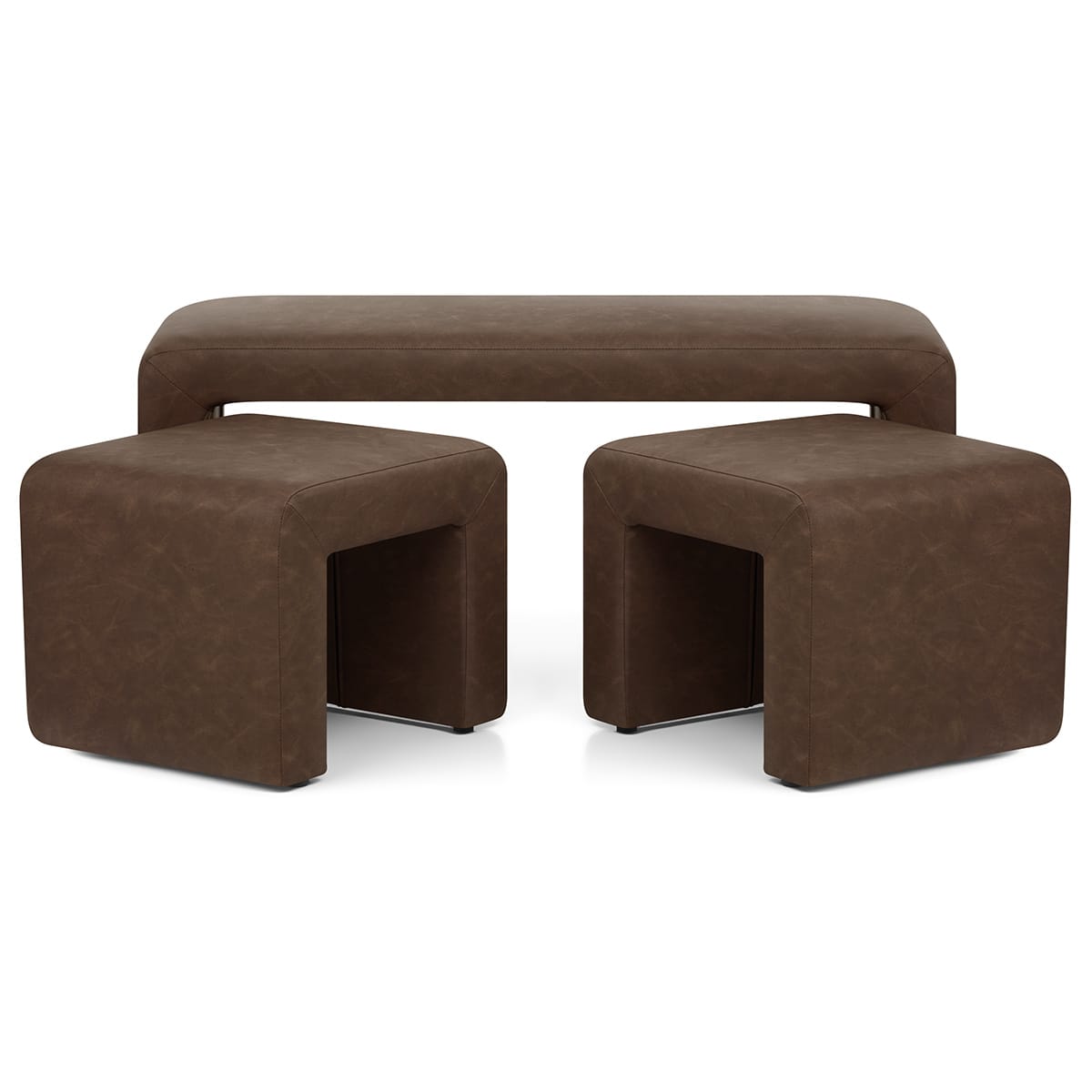 Buddy Ottoman Bench Set Brown Frame Image