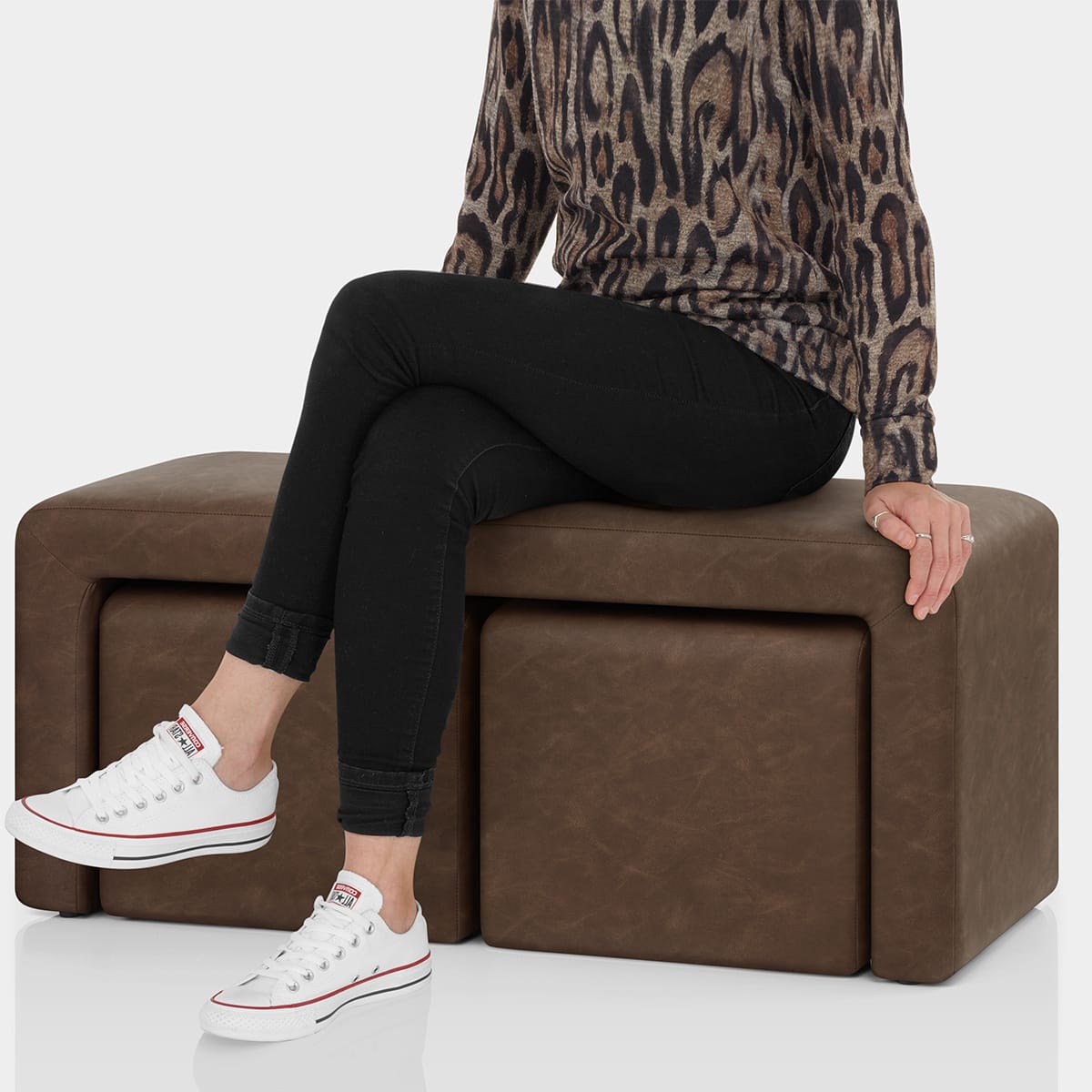 Buddy Ottoman Bench Set Brown Seat Image