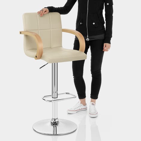 Burton Oak Bar Stool Cream Features Image