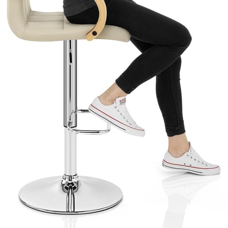 Burton Oak Bar Stool Cream Frame Image