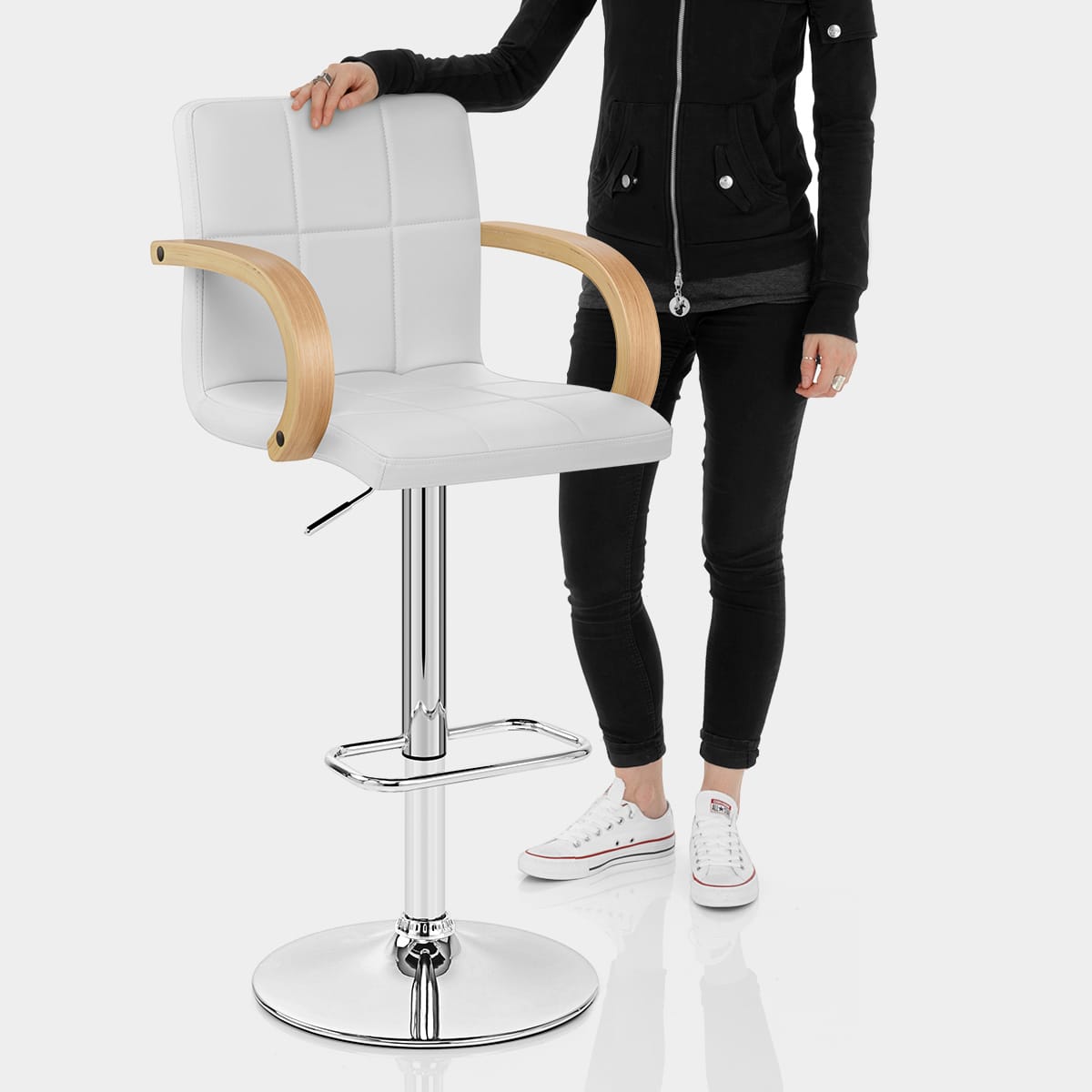 Burton Oak Bar Stool White Features Image