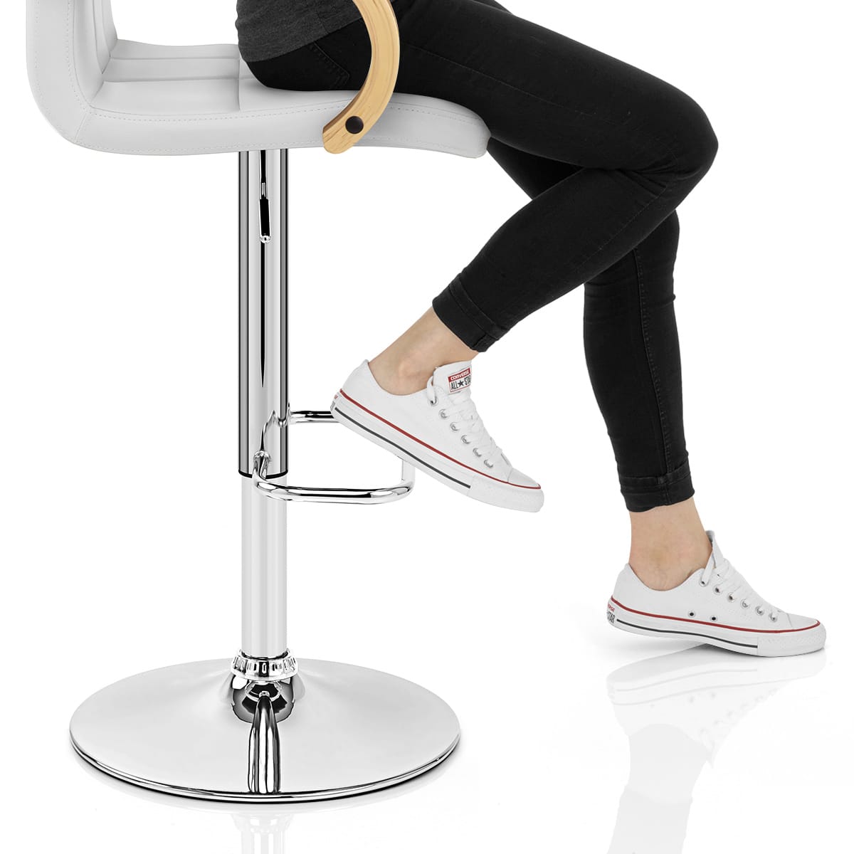 Burton Oak Bar Stool White Frame Image