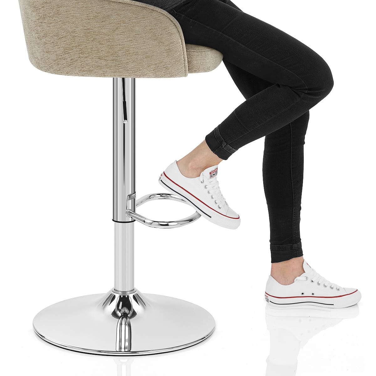 Butler Bar Stool Beige Fabric Frame Image