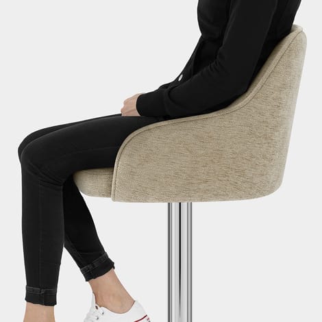 Butler Bar Stool Beige Fabric Seat Image