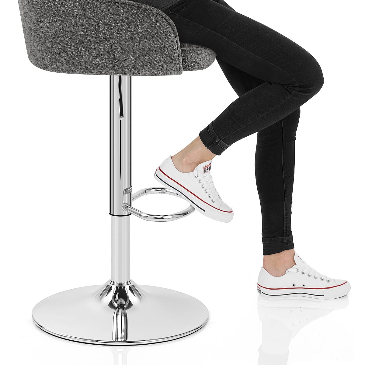 Butler Bar Stool Grey Fabric Frame Image