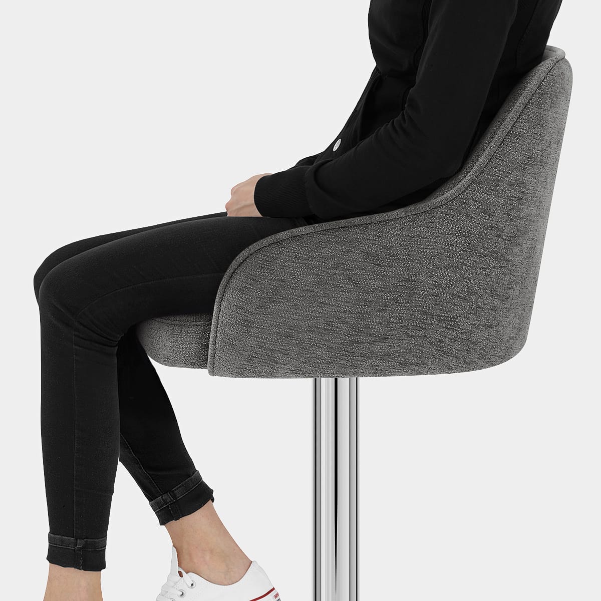 Butler Bar Stool Grey Fabric Seat Image