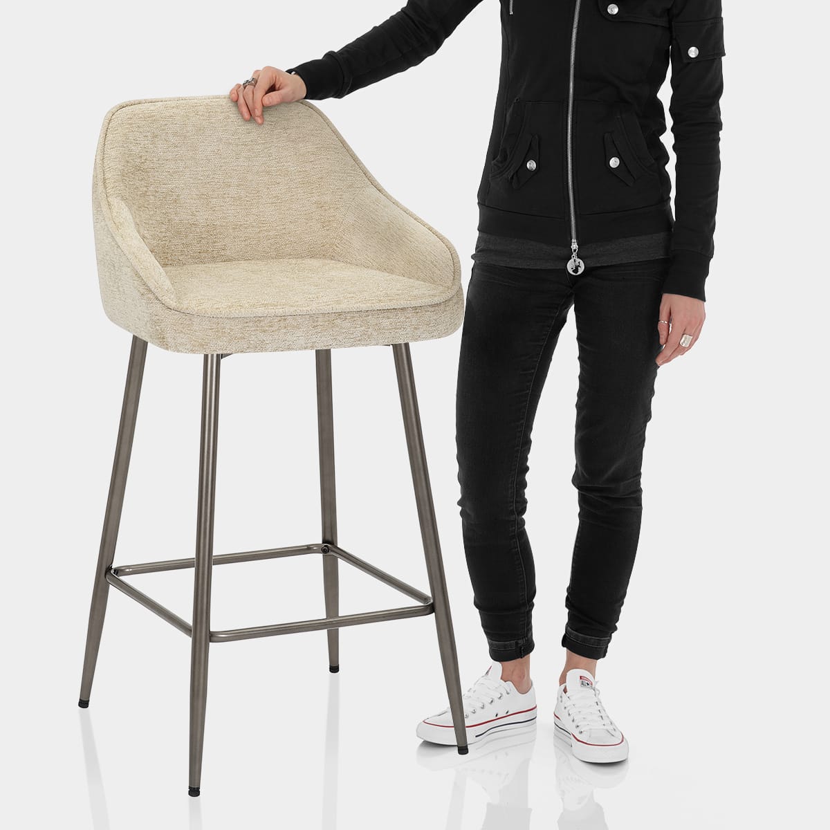 Cairns Bar Stool Beige Fabric Features Image