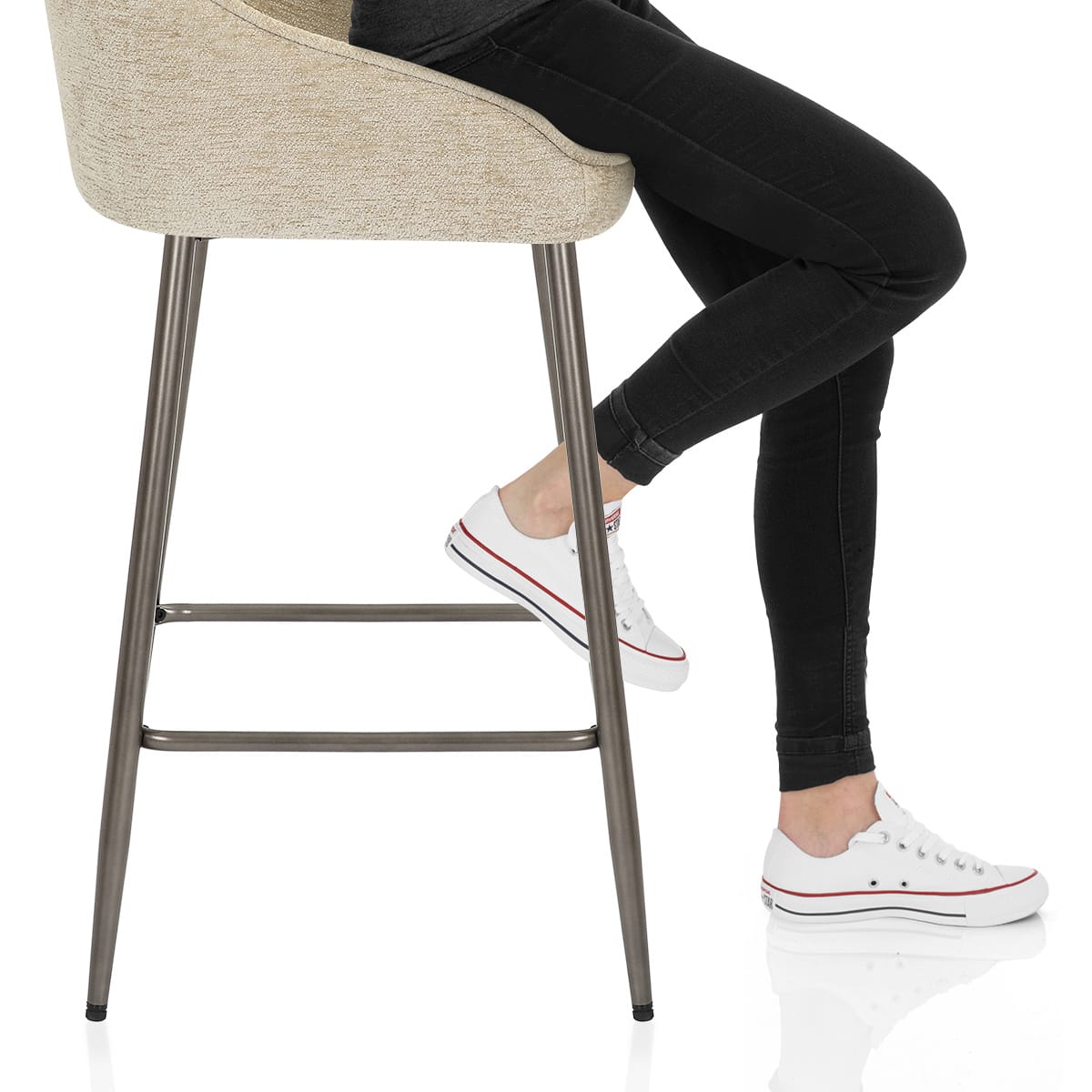 Cairns Bar Stool Beige Fabric Frame Image