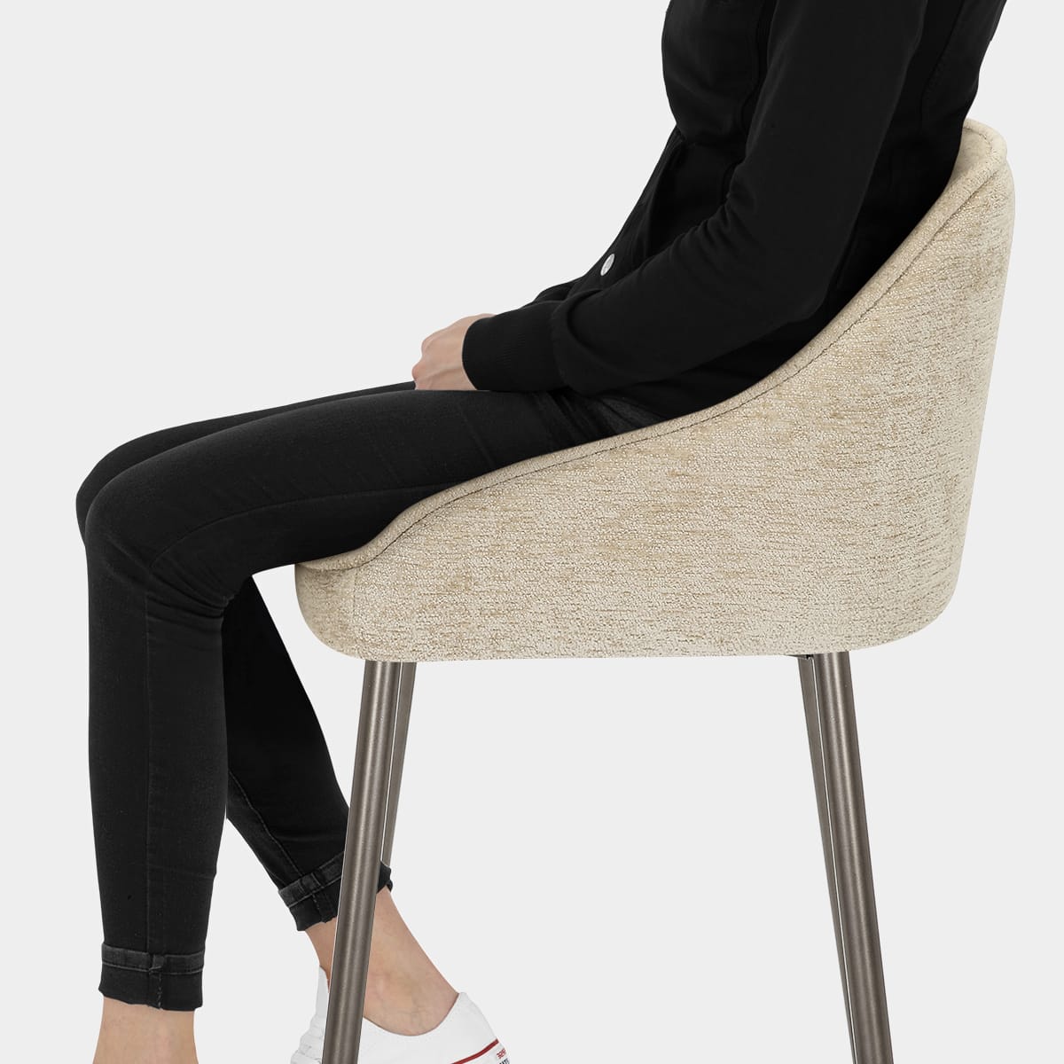 Cairns Bar Stool Beige Fabric Seat Image