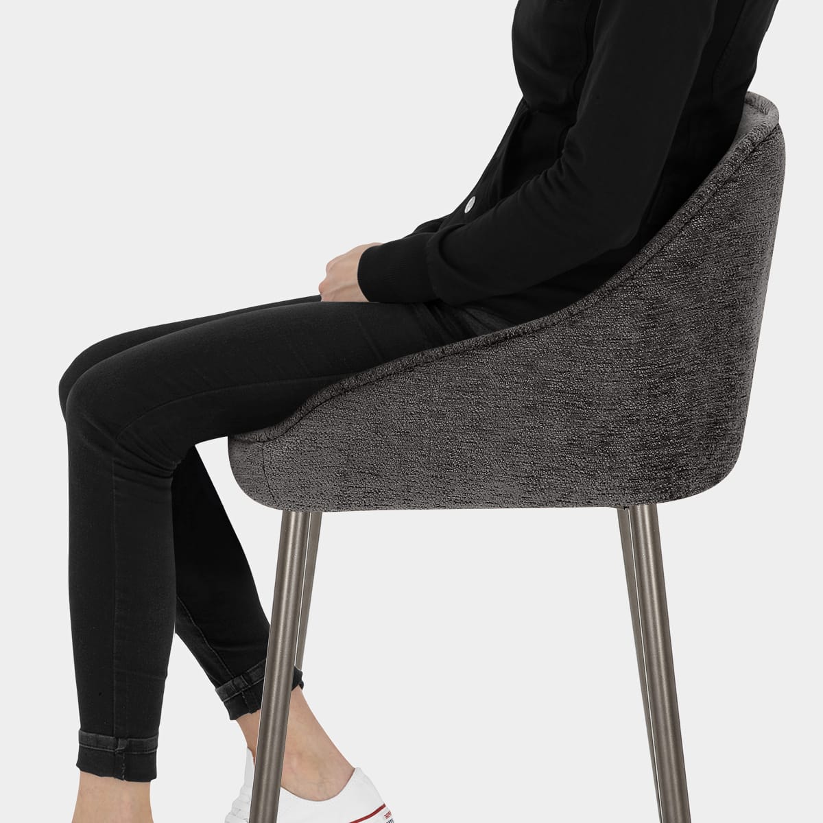 Cairns Bar Stool Charcoal Fabric Seat Image