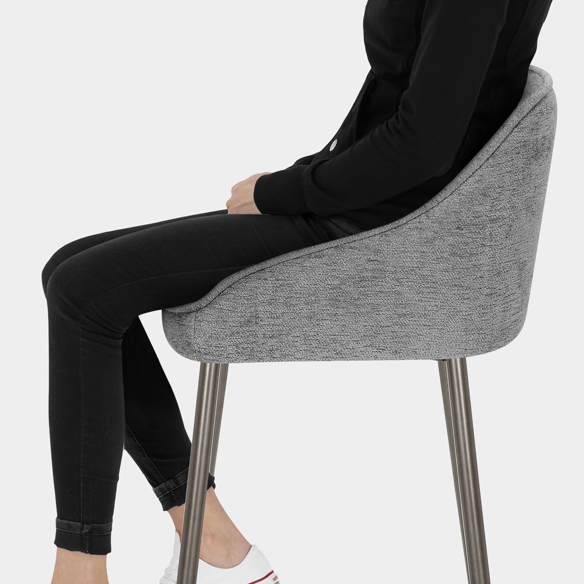 Cairns Bar Stool Grey Fabric Seat Image