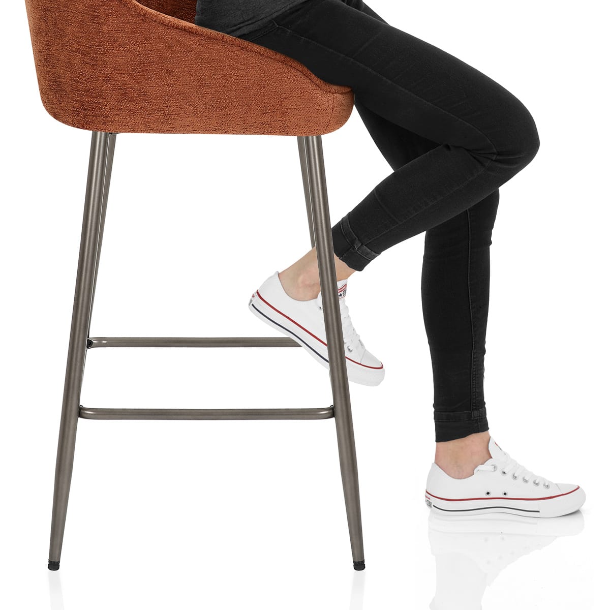 Cairns Bar Stool Orange Fabric Frame Image