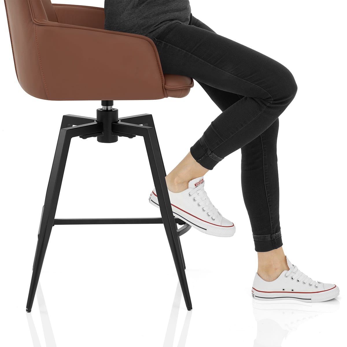 Camden Bar Stool Brown Real Leather Frame Image