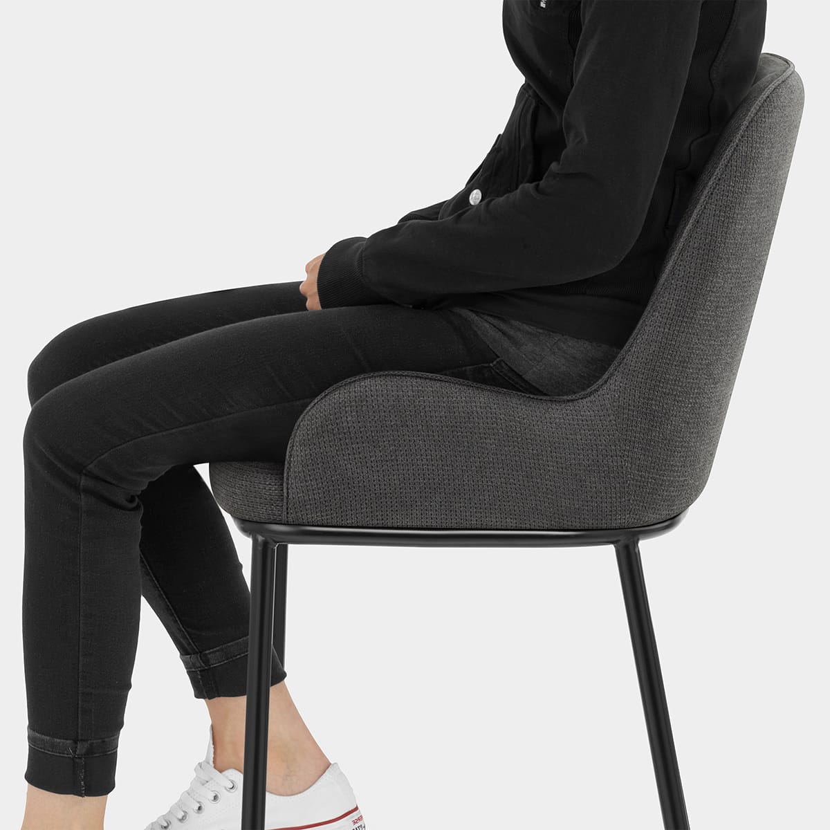 Cameo Bar Stool Charcoal Fabric Seat Image