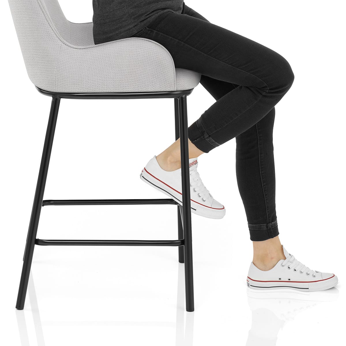 Cameo Bar Stool Light Grey Fabric Frame Image