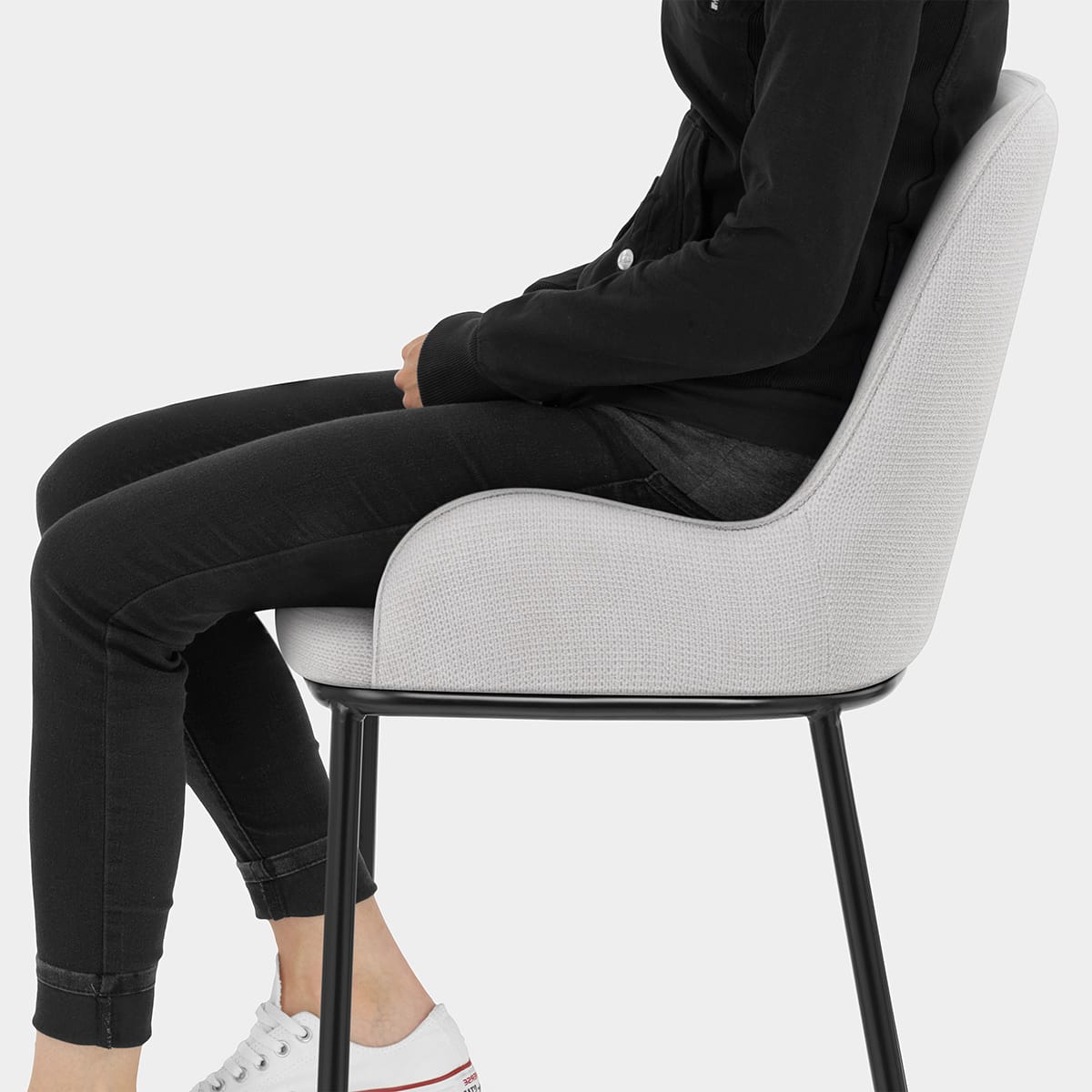 Cameo Bar Stool Light Grey Fabric Seat Image