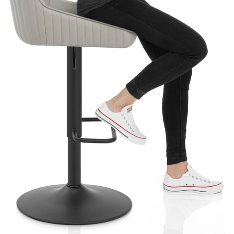 Canberra Real Leather Stool Light Grey Frame Image