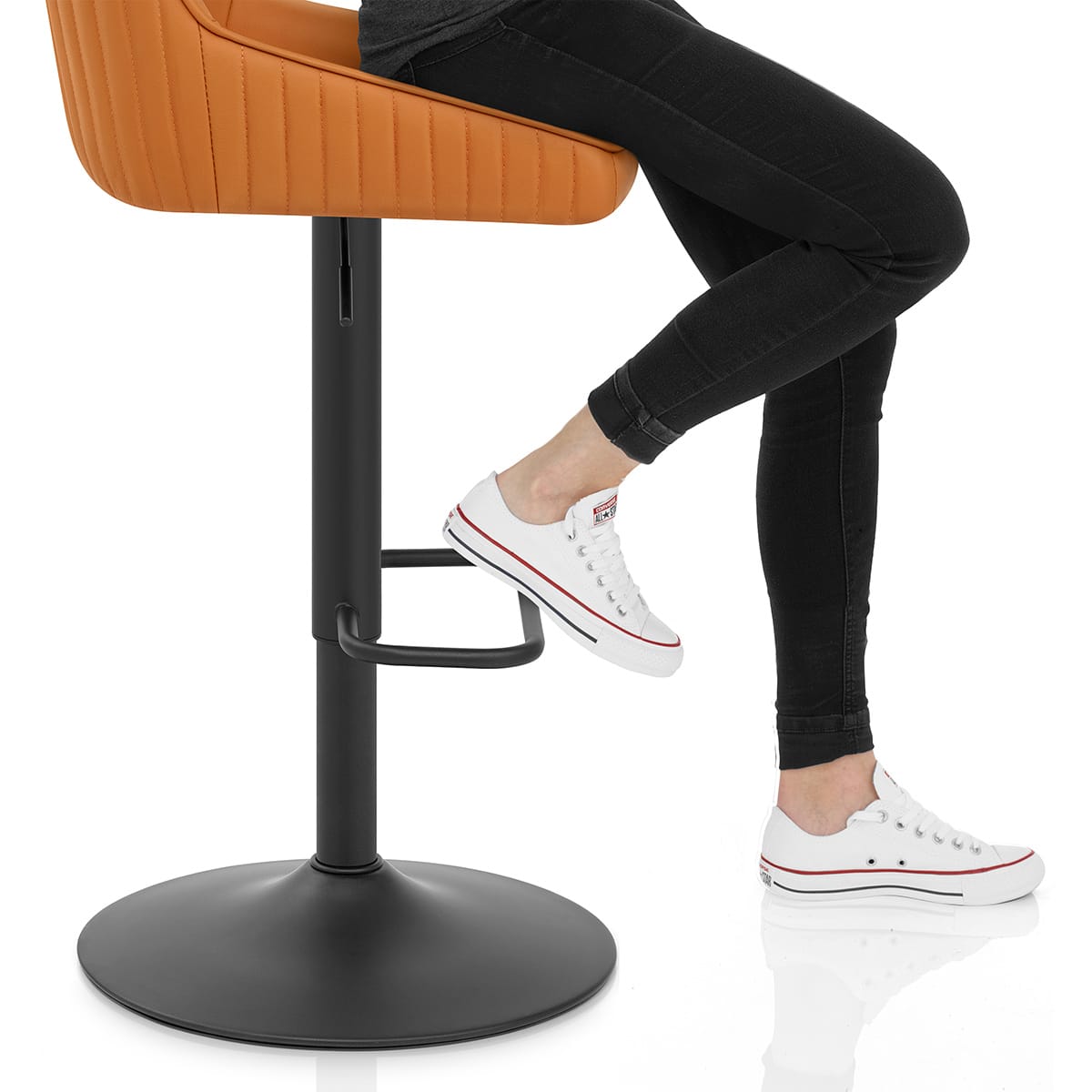 Canberra Real Leather Stool Orange Frame Image