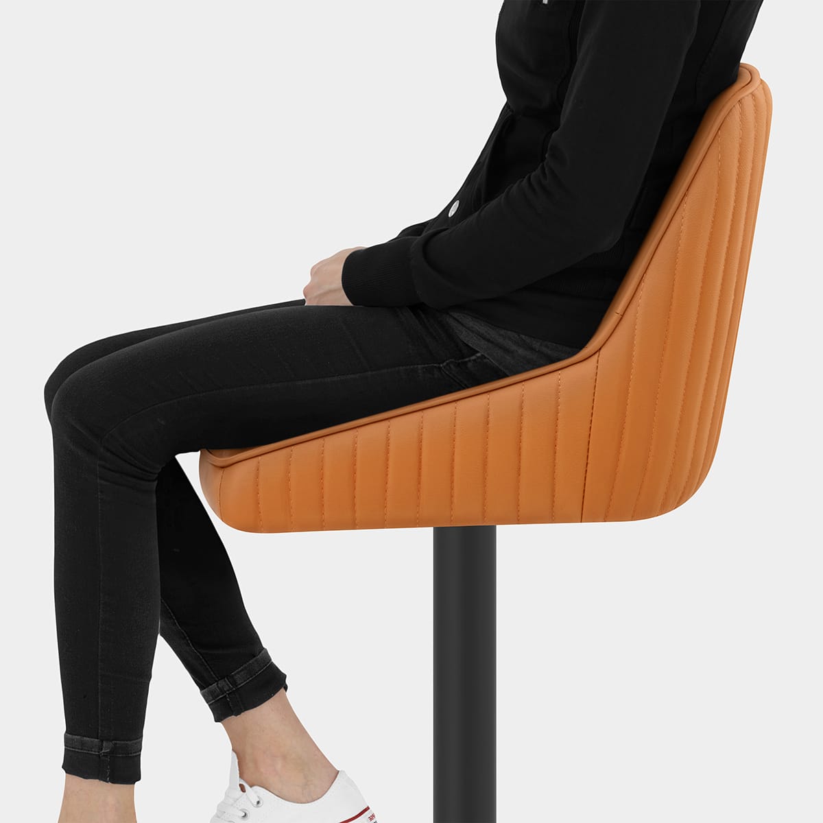 Canberra Real Leather Stool Orange Seat Image