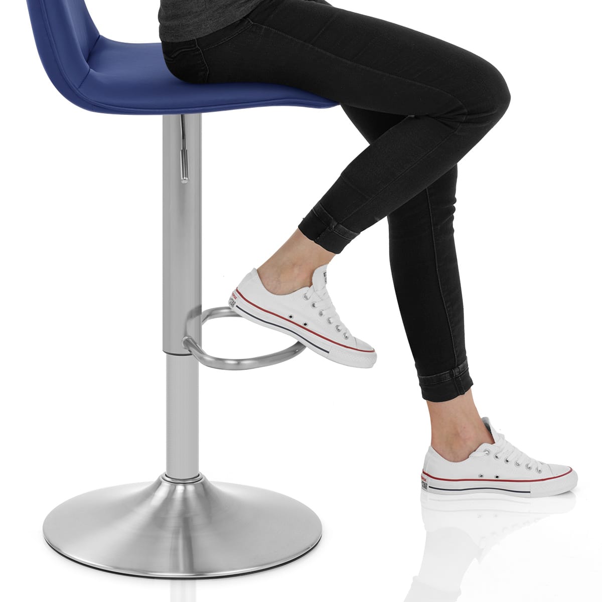 Cape Brushed Steel Stool Blue Frame Image