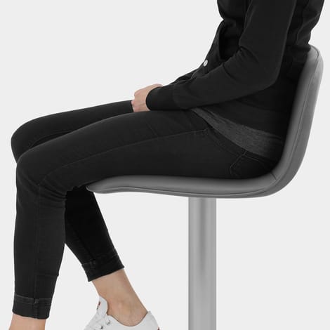 Cape Brushed Steel Stool Grey Seat Image