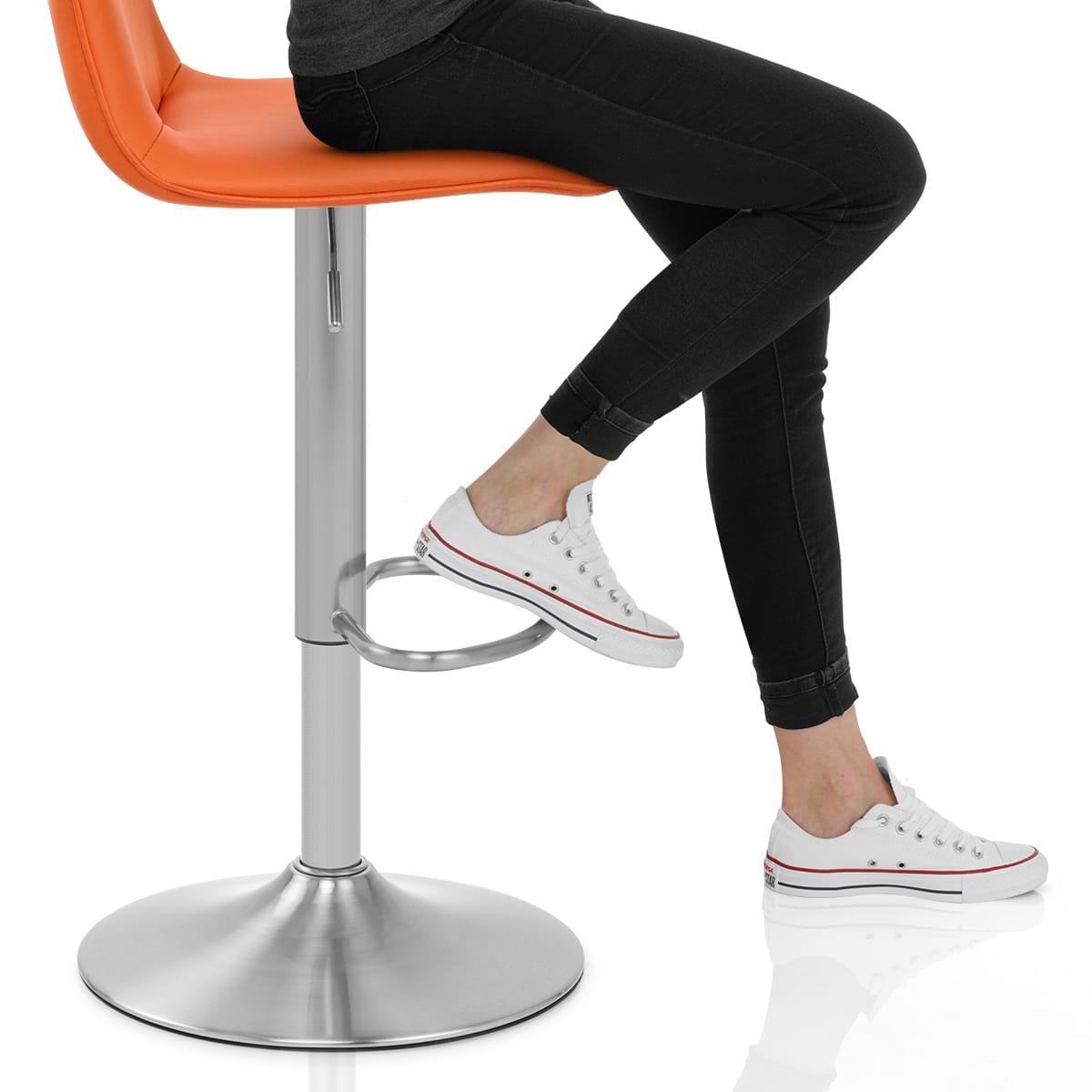 Cape Brushed Steel Stool Orange Frame Image