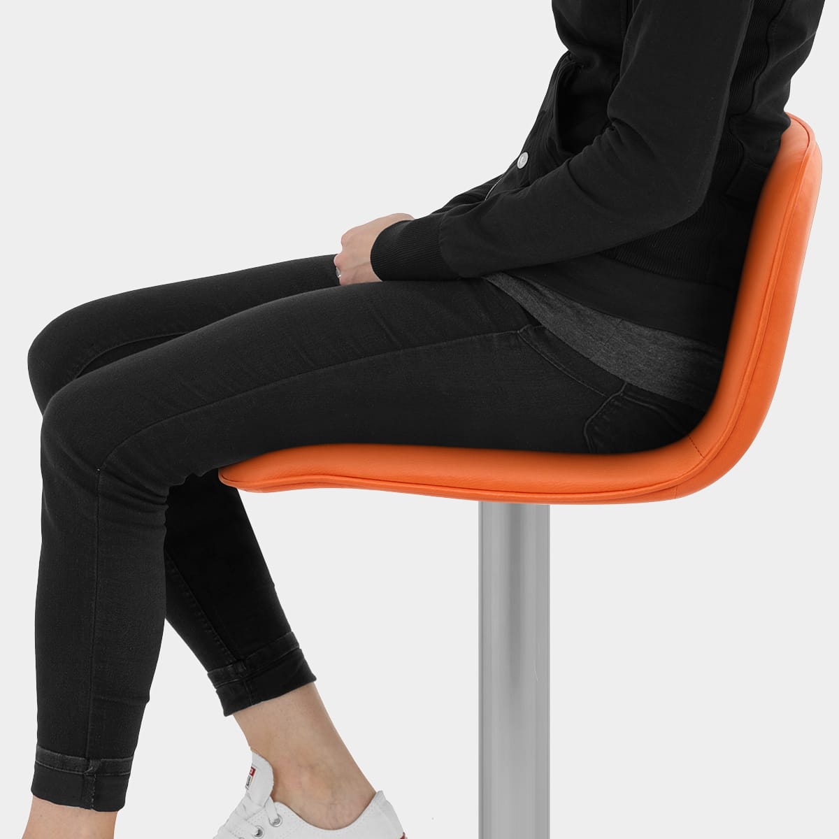 Cape Brushed Steel Stool Orange Seat Image