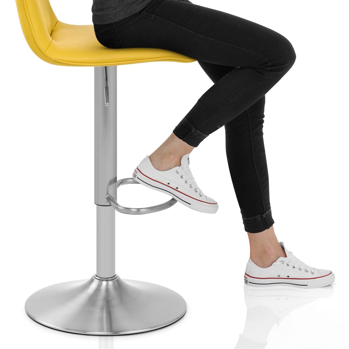 Cape Brushed Steel Stool Yellow Frame Image