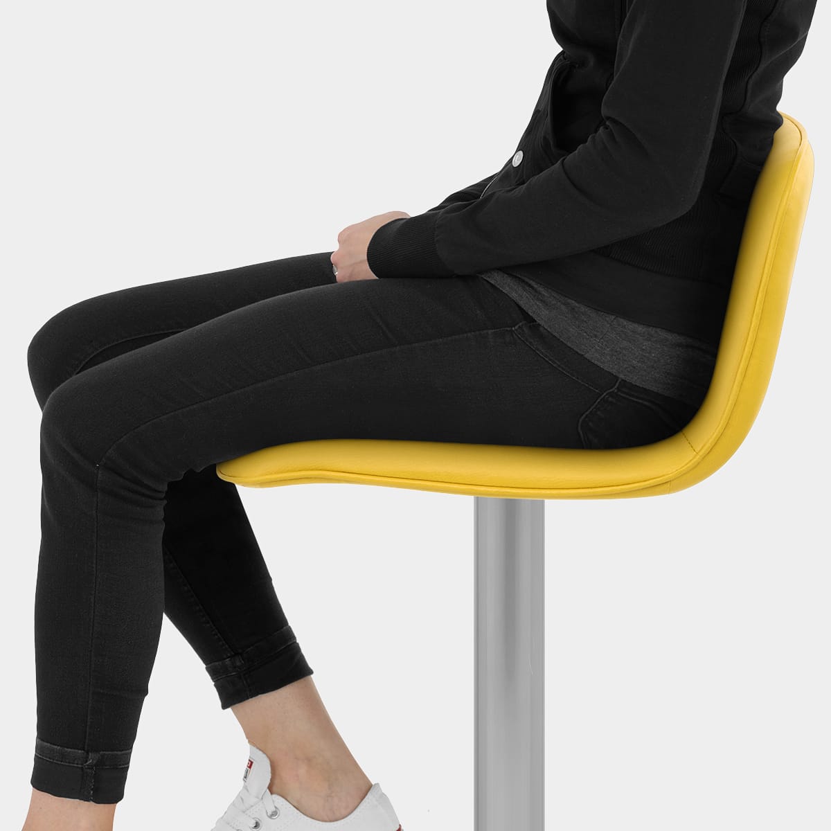 Cape Brushed Steel Stool Yellow Seat Image