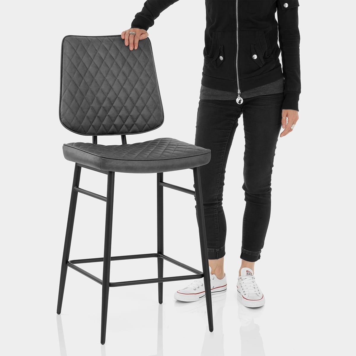 Caprice Bar Stool Antique Grey Features Image