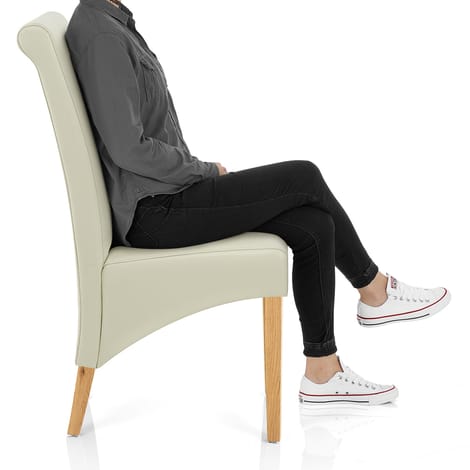 Carlo Oak Chair Cream Leather Frame Image