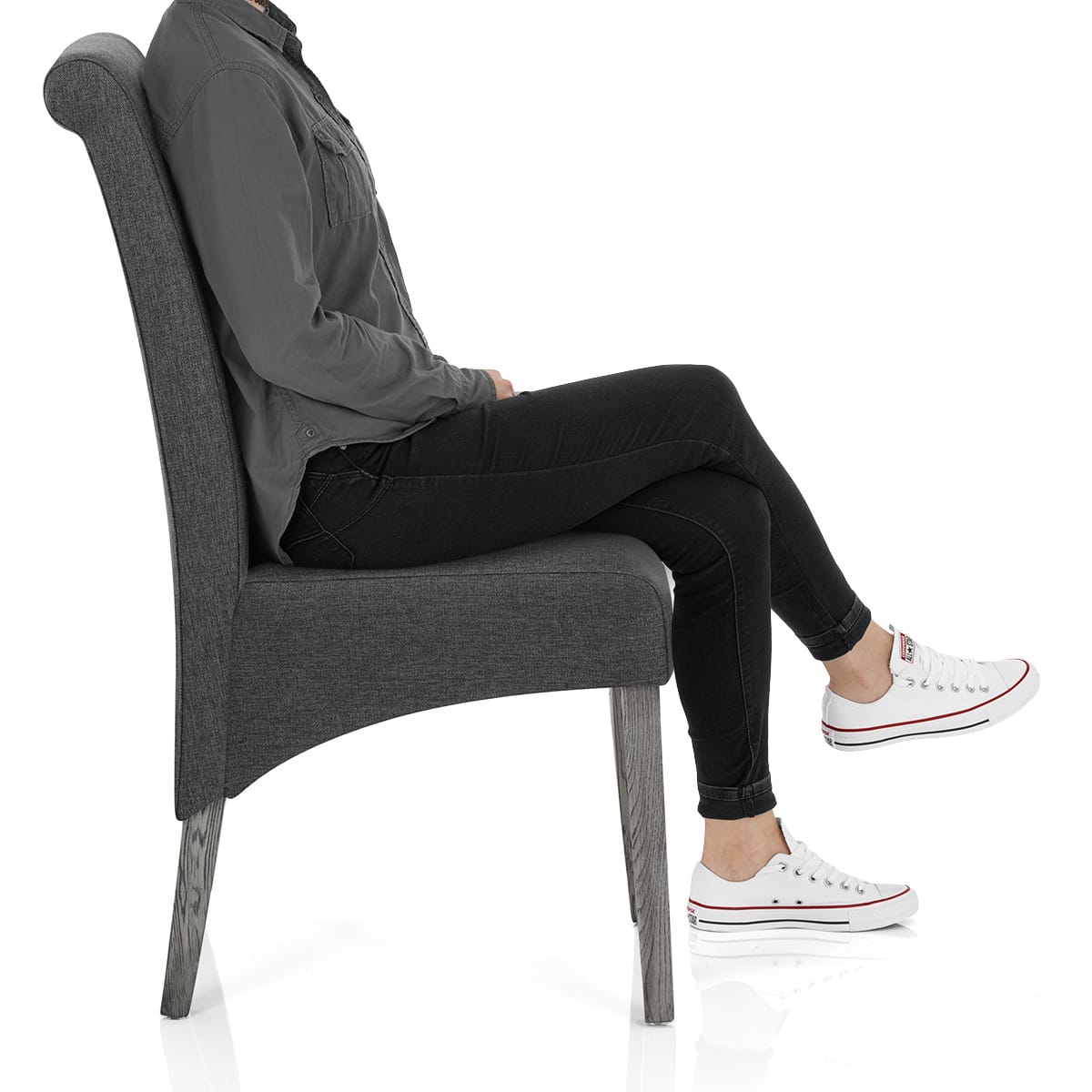 Carlo Grey Oak Chair Charcoal Fabric Frame Image