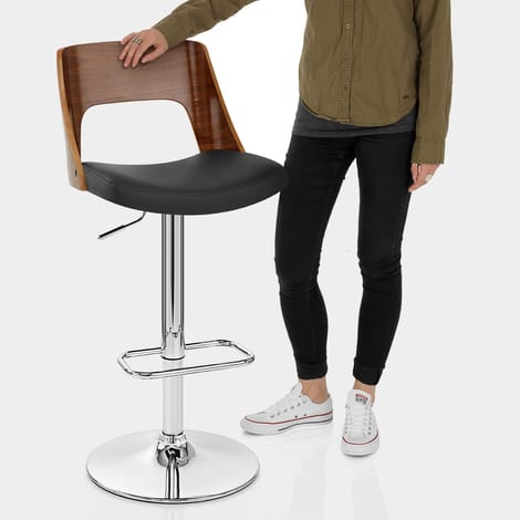 Carmen Leather Stool Walnut & Black Features Image