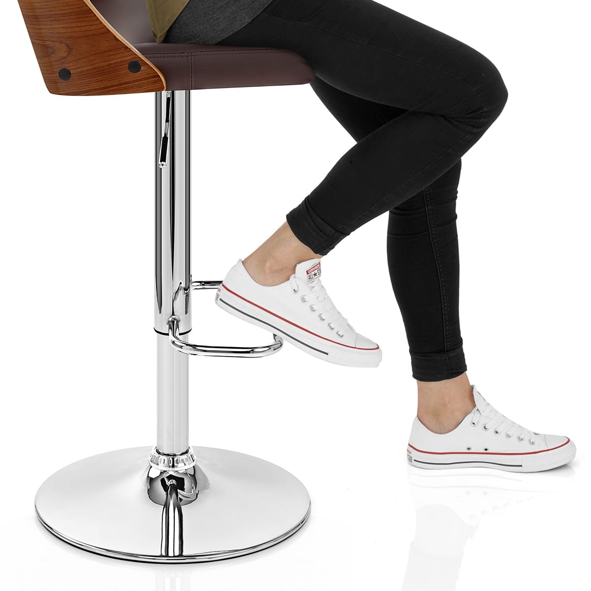 Carmen Leather Bar Stool Walnut & Brown Frame Image