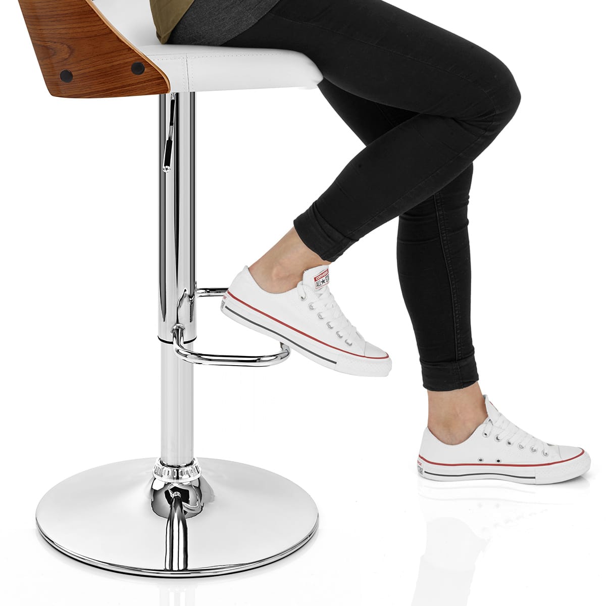 Carmen Leather Bar Stool Walnut & White Frame Image