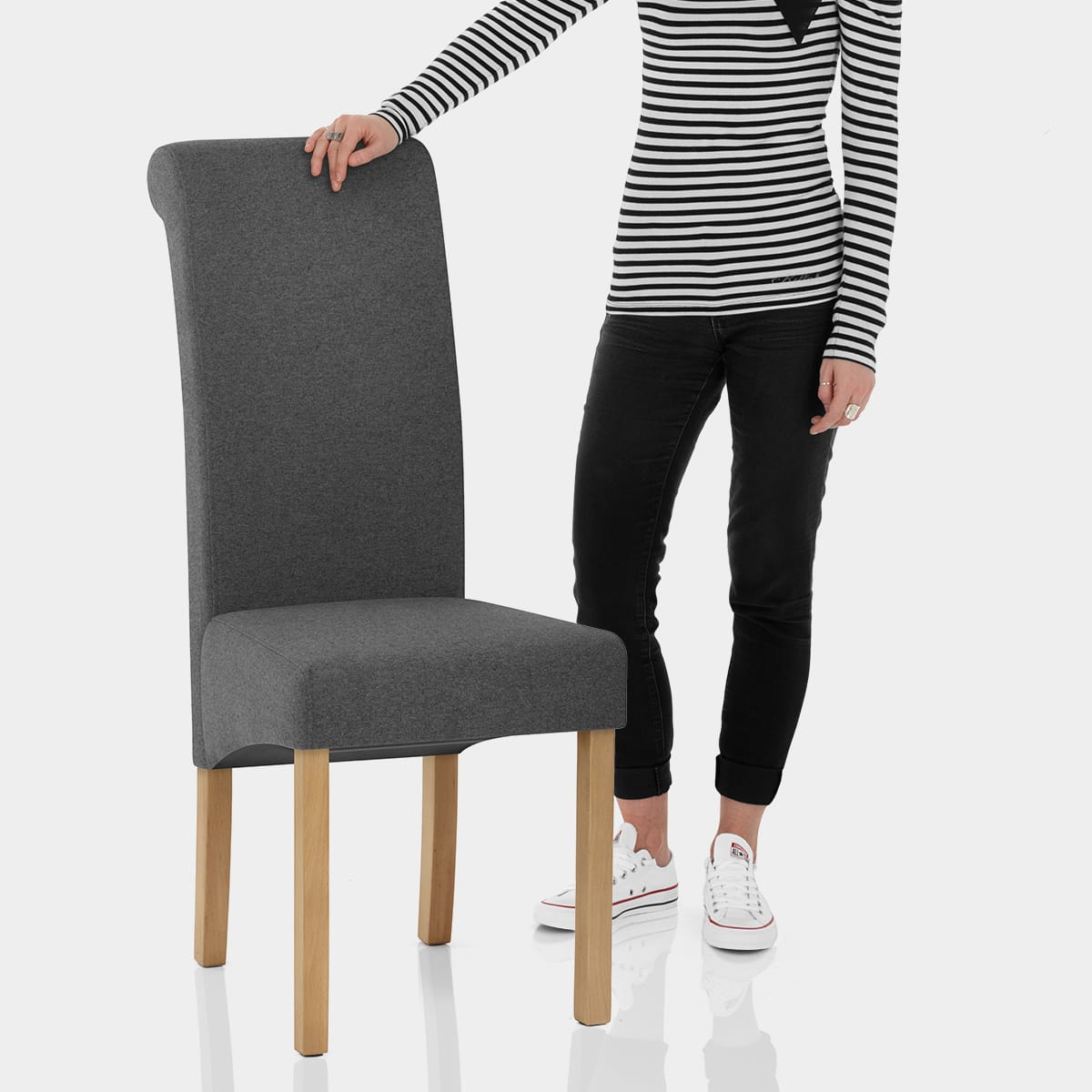 Carolina Dining Chair Charcoal Fabric Features Image