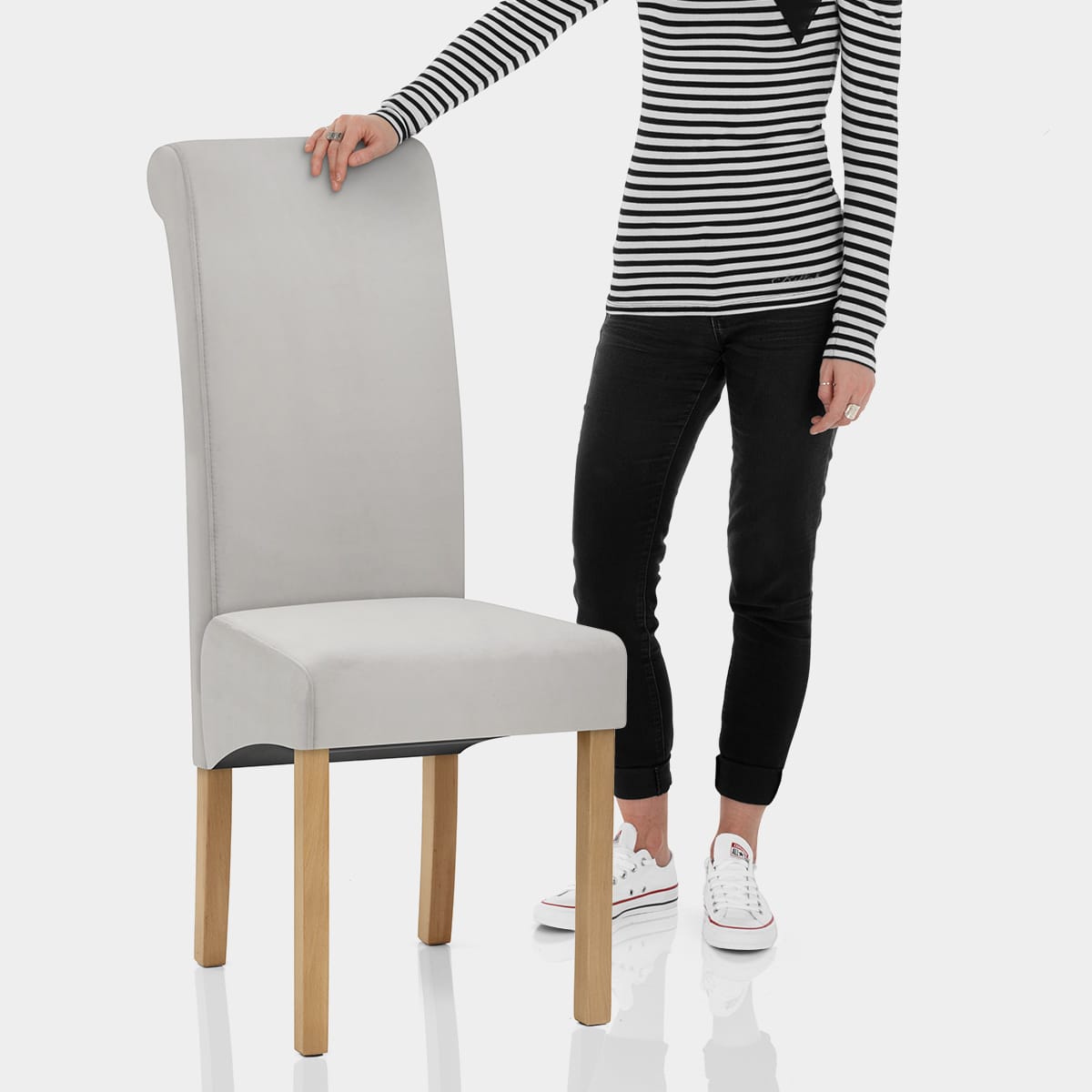 Carolina Dining Chair Grey Velvet Features Image