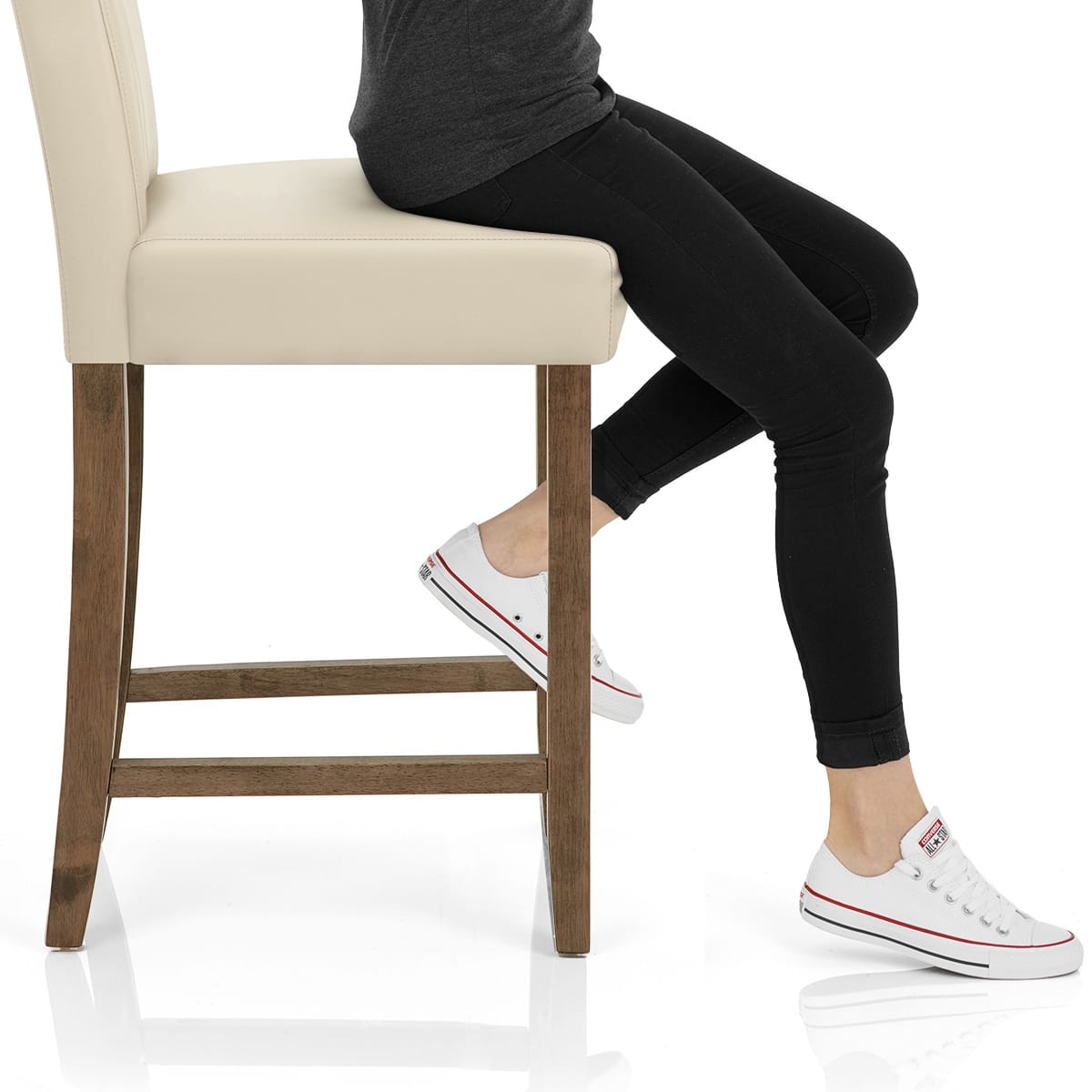 Chartwell Stool Cream Faux Leather Frame Image