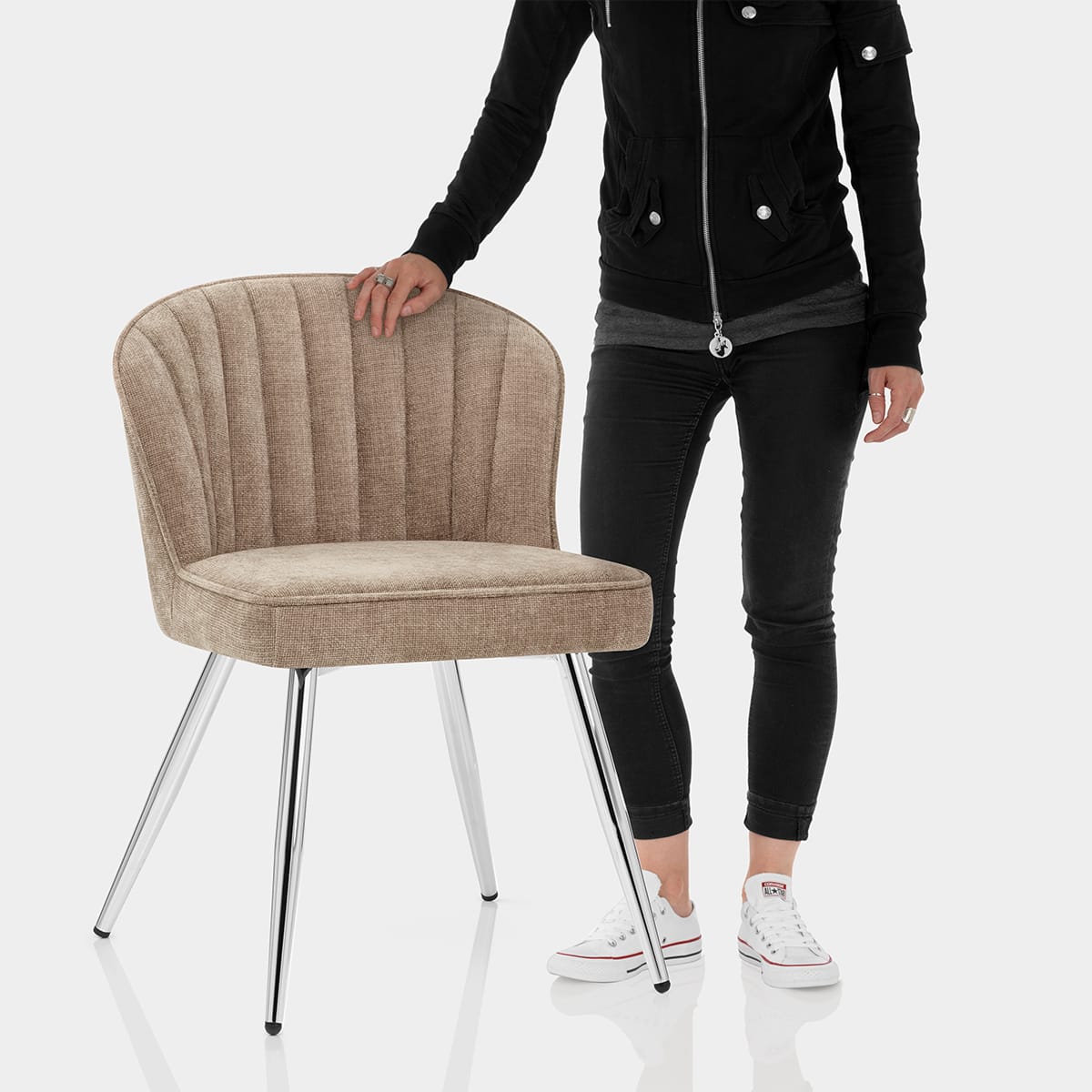 Chase Dining Chair Beige Fabric Features Image