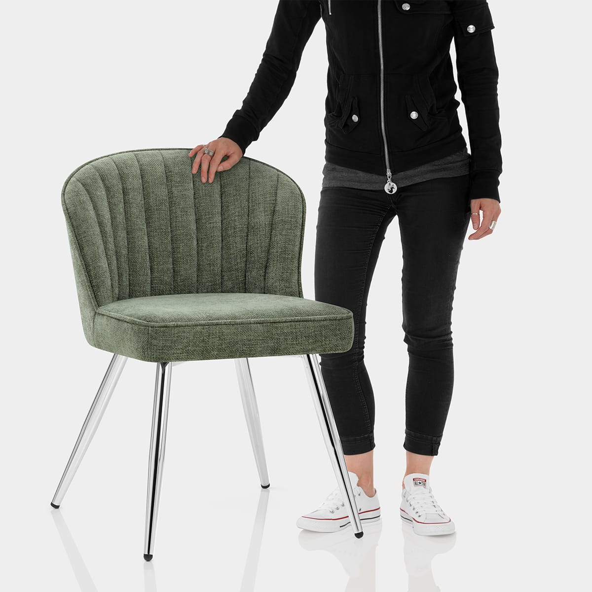 Chase Dining Chair Green Fabric Features Image