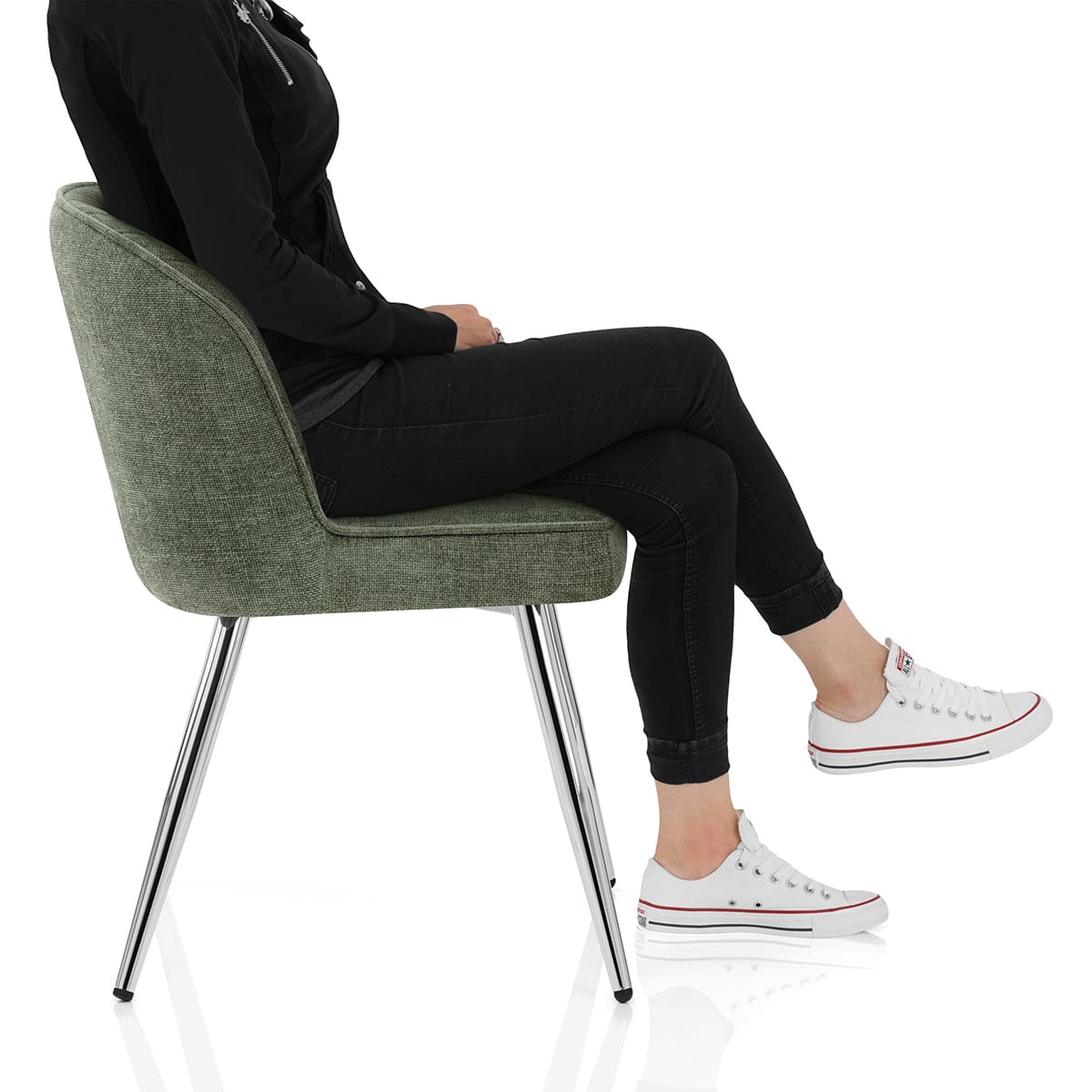 Chase Dining Chair Green Fabric Frame Image