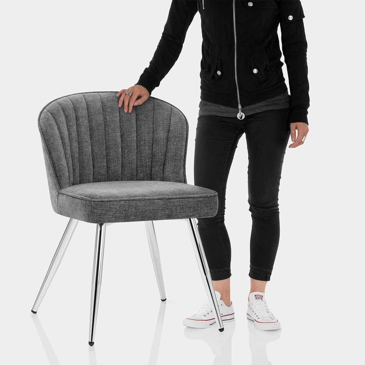 Chase Dining Chair Grey Fabric Features Image