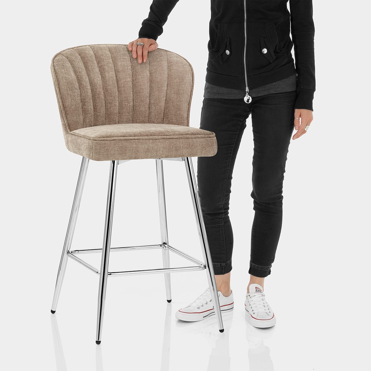 Chase Bar Stool Beige Fabric Features Image