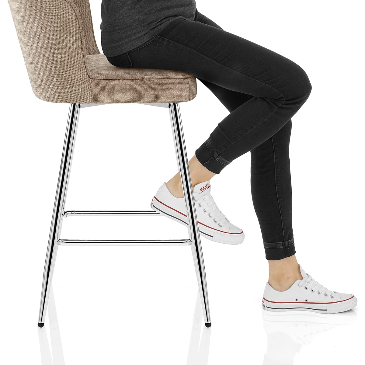 Chase Bar Stool Beige Fabric Frame Image