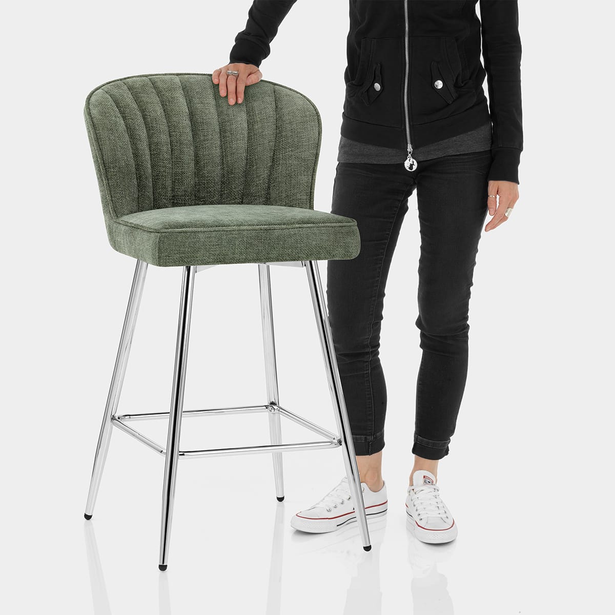 Chase Bar Stool Green Fabric Features Image