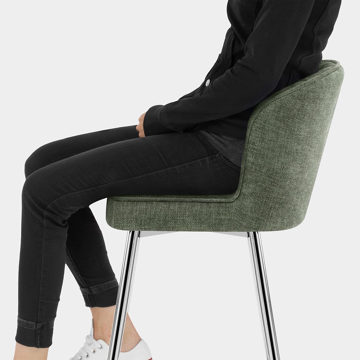 Chase Bar Stool Green Fabric Seat Image