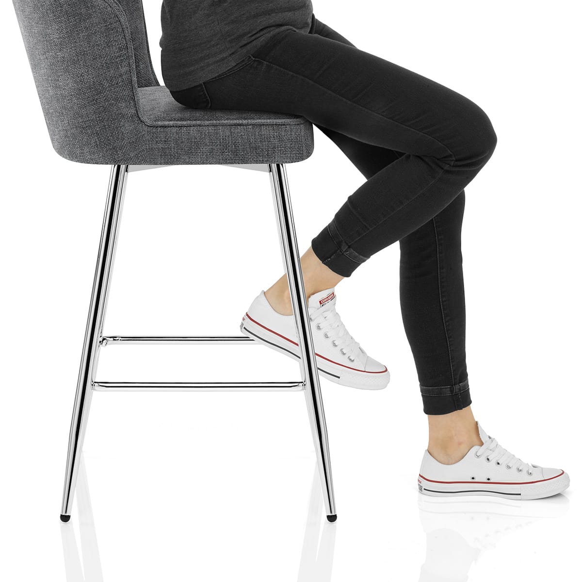 Chase Bar Stool Grey Fabric Frame Image