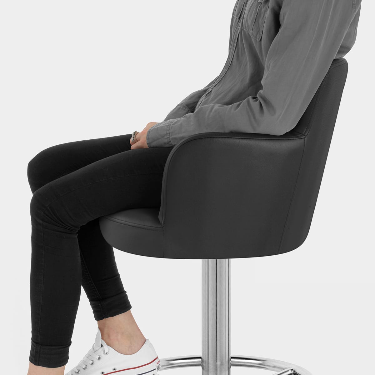 Chateau Brushed Bar Stool Black Seat Image